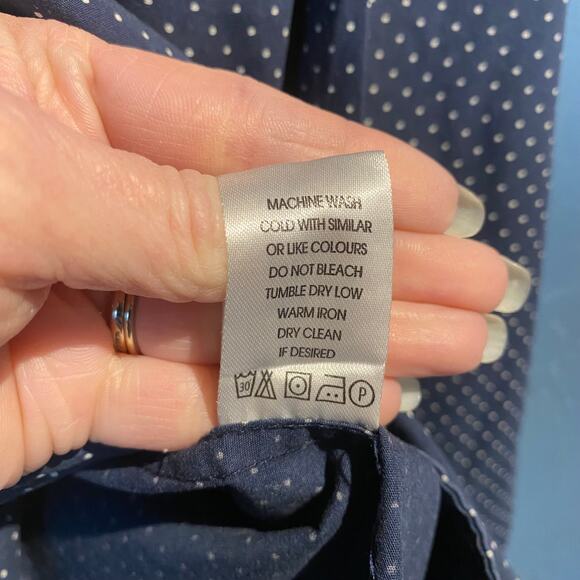 Cactus Man Size XL Shirt Navy White Polka Dot Slim Modern Fit 100% Cotton - Picture 5 of 5